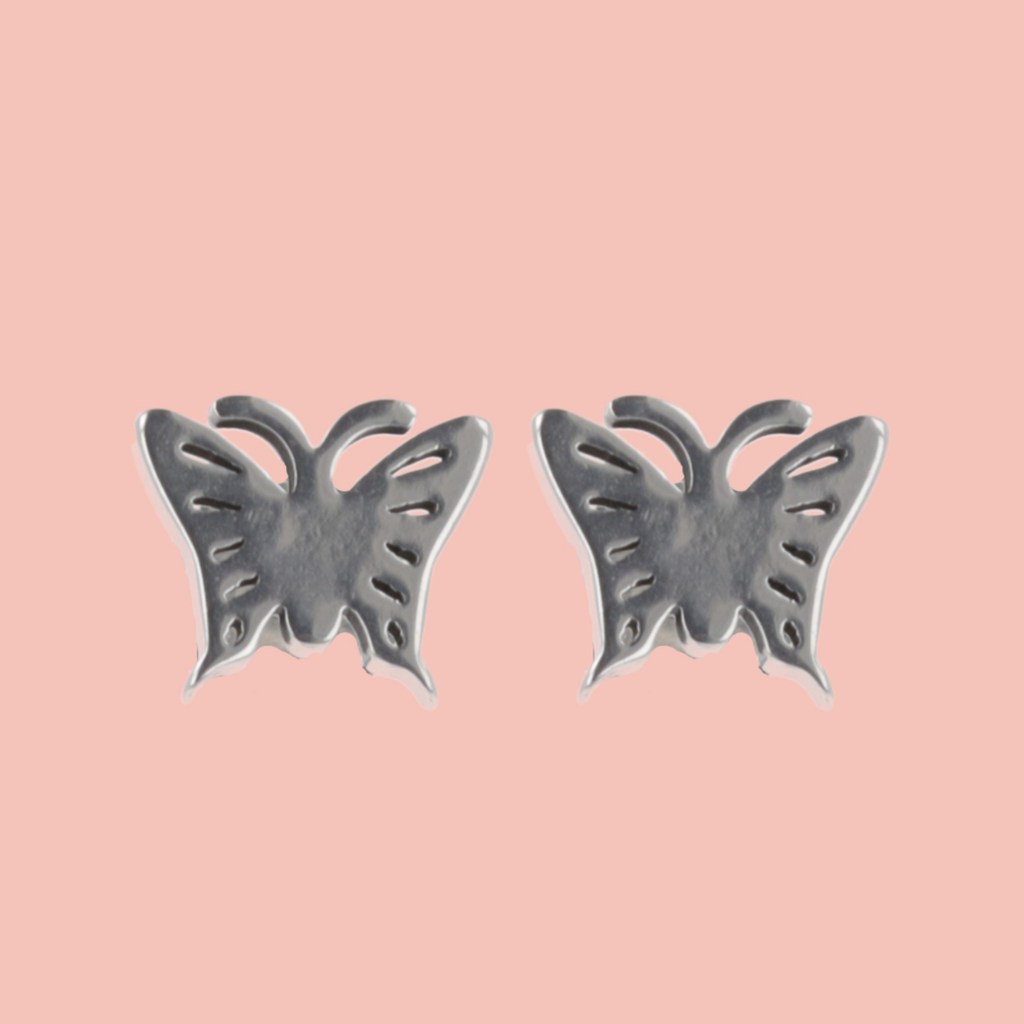 Butterfly Screw On Stud Earrings - Sour Cherry