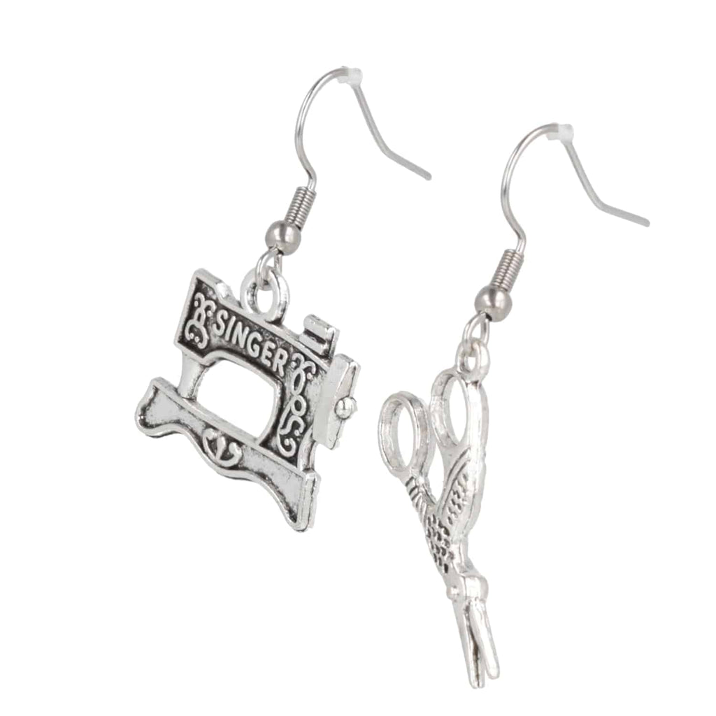 Singer Sewing Machine & Scissor Earring Mix - Sour Cherry