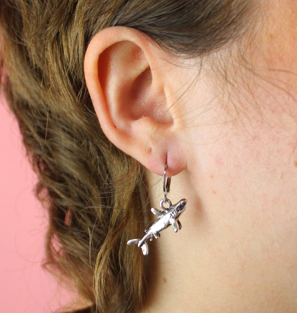 Shark Hoop Earrings - Sour Cherry