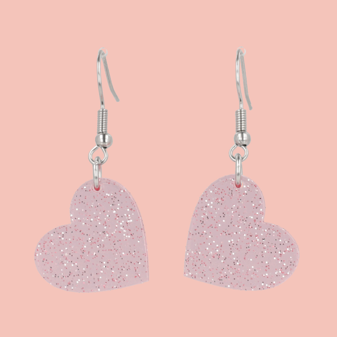 Shimmer Heart Earrings - Pink - Sour Cherry