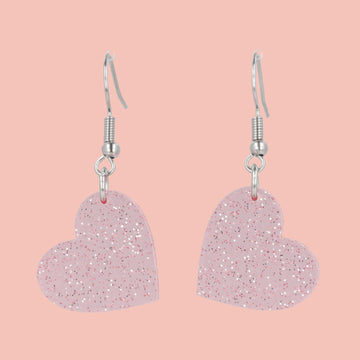 Shimmer Heart Earrings - Pink - Sour Cherry
