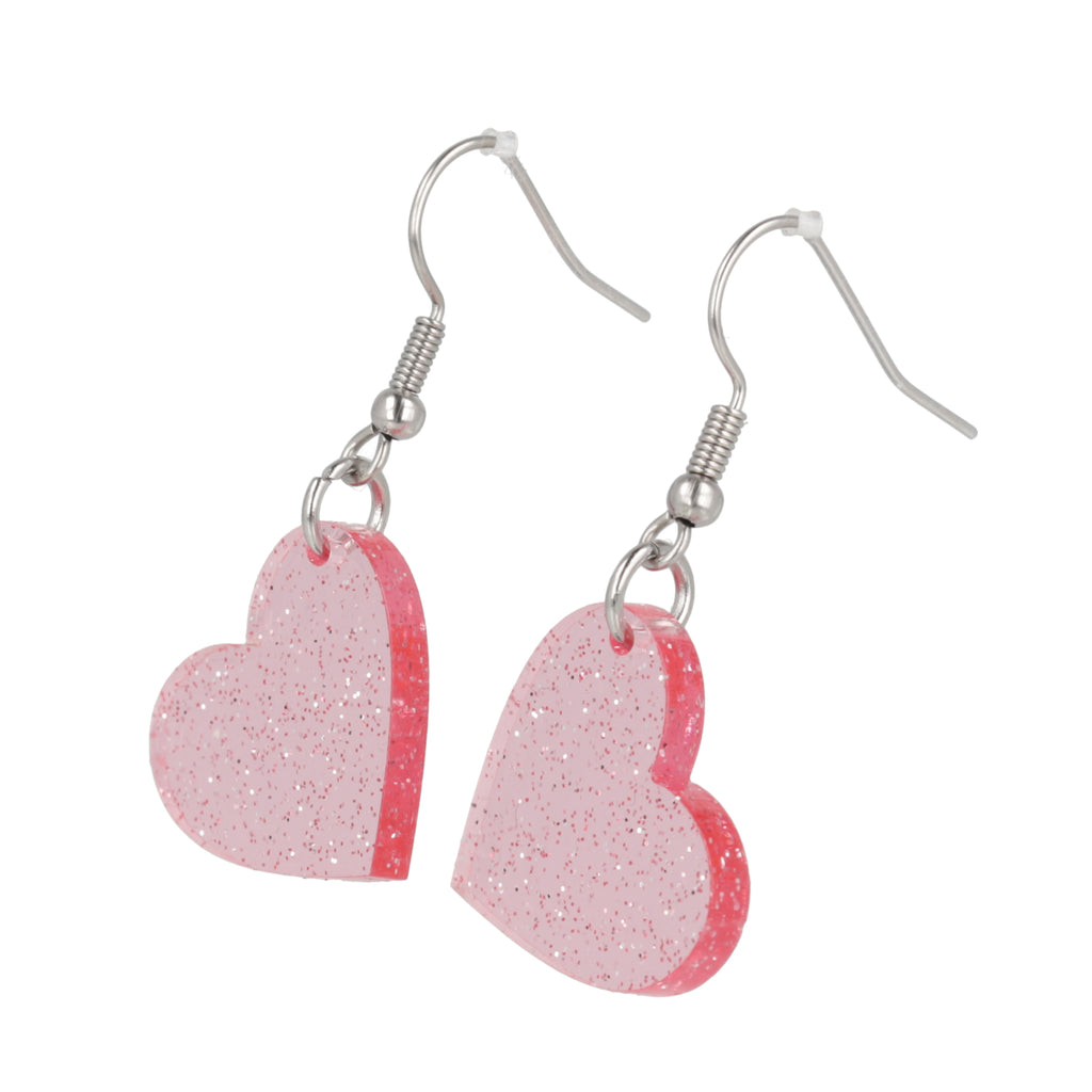 Shimmer Heart Earrings - Pink - Sour Cherry