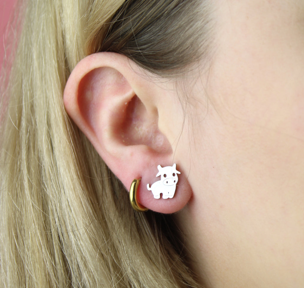 Cow's It Going? Stud Earrings - Sour Cherry