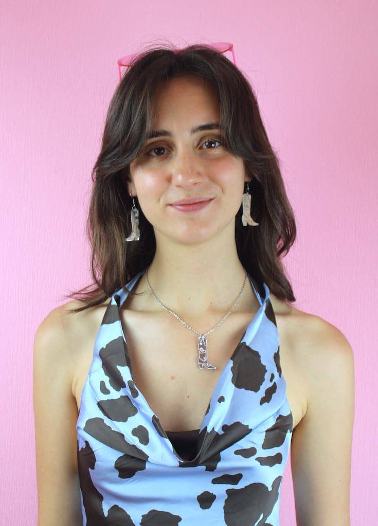 Working 9-5 Silver Cowgirl Boot Necklace - Sour Cherry