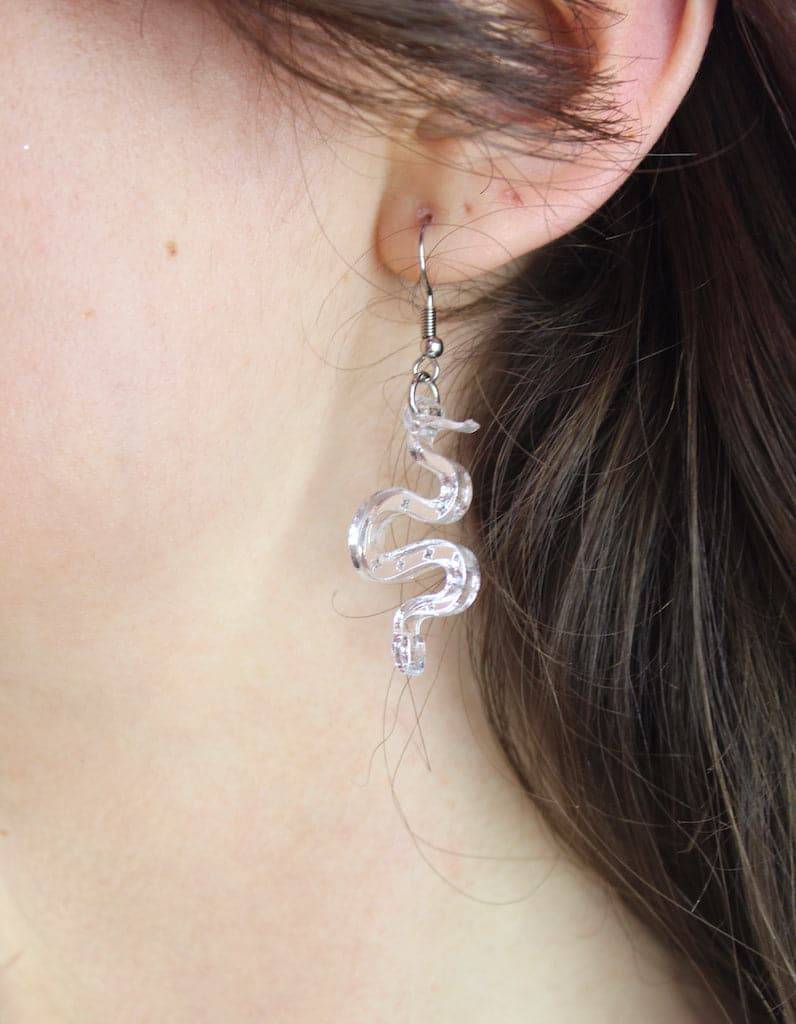 There's a Snake in My Boot Silver Earrings - Sour Cherry