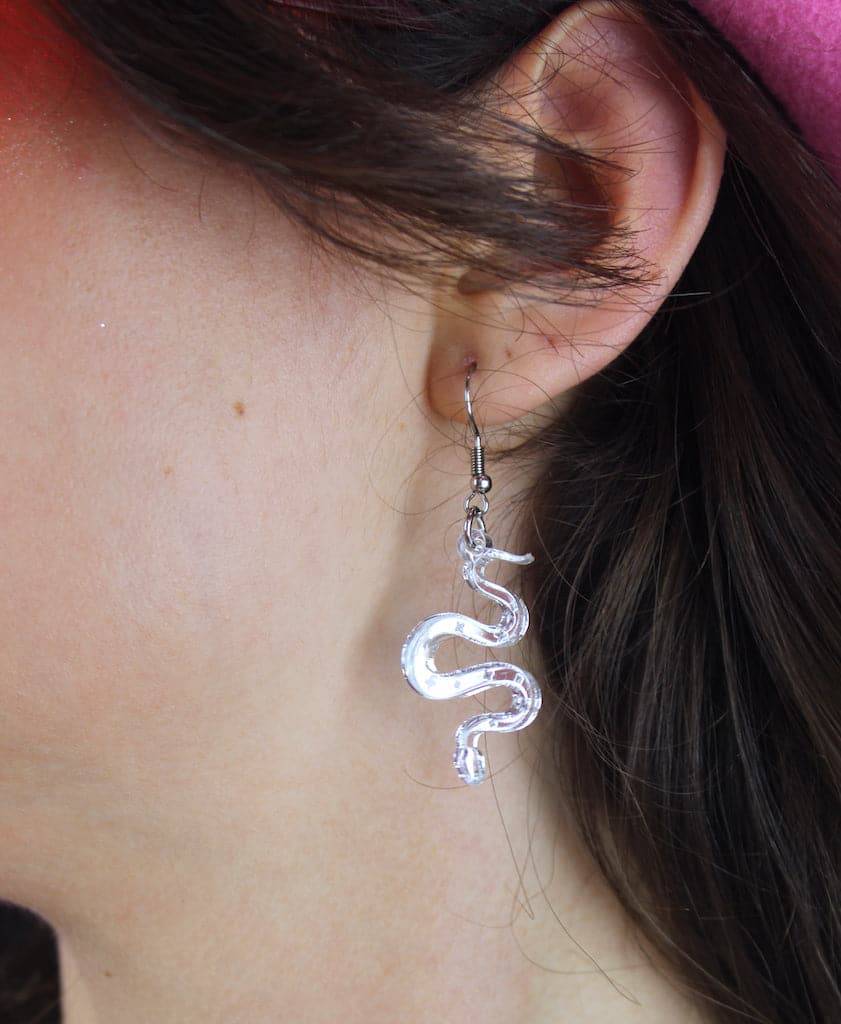 There's a Snake in My Boot Silver Earrings - Sour Cherry