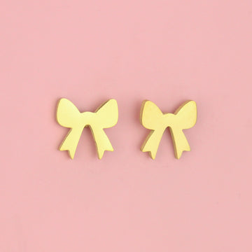 Gold plated stainless steel bow shaped studs