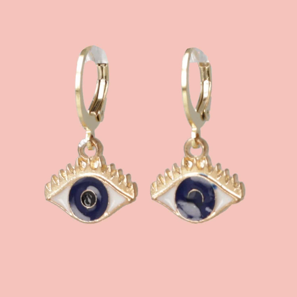 Small Eye Hoop Earrings - Sour Cherry