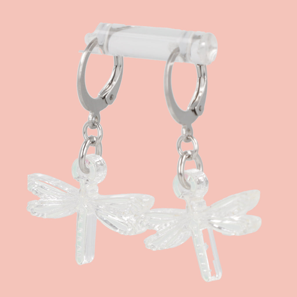 Sparx Dragonfly Huggie Hoop Earrings - Sour Cherry