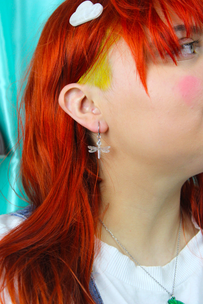 Sparx Dragonfly Huggie Hoop Earrings - Sour Cherry