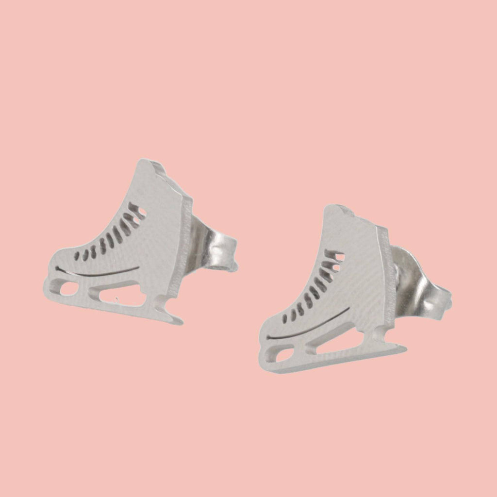 Spin Me Right Round Ice Skate Stud Earrings - Sour Cherry