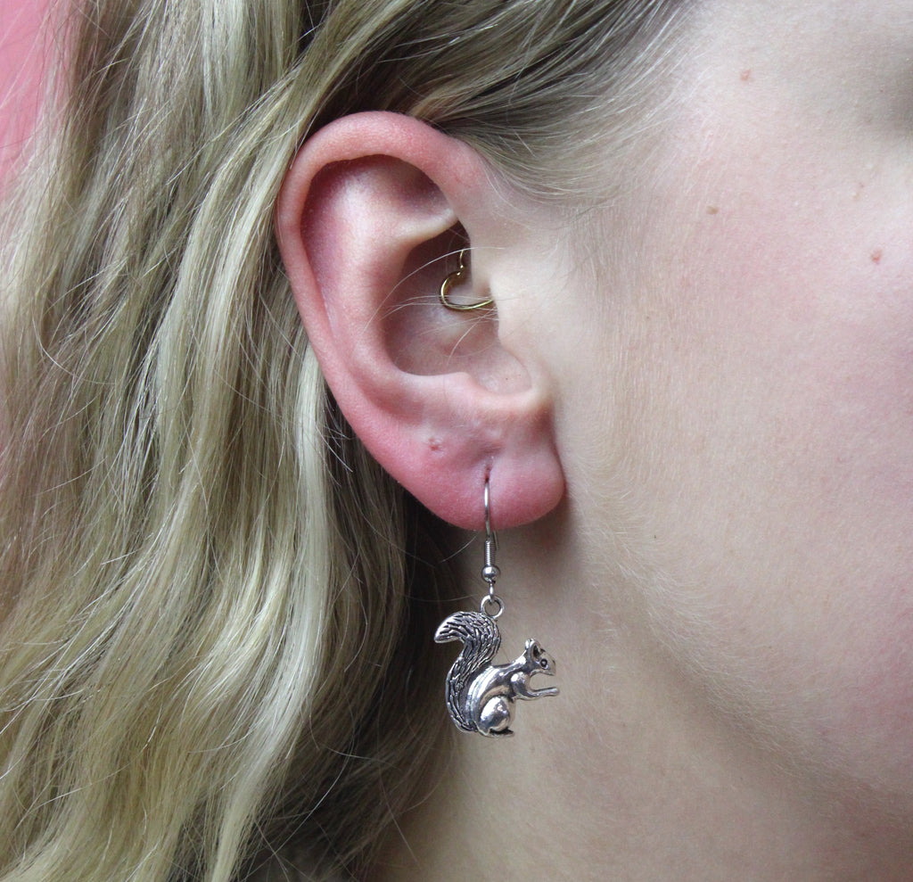 Silver Squirrel Earrings - Sour Cherry