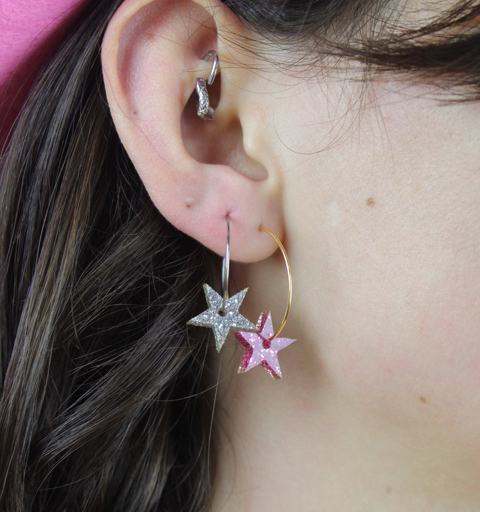 Cosmic Cowgirl Star Power Hoop Earring Set - Sour Cherry