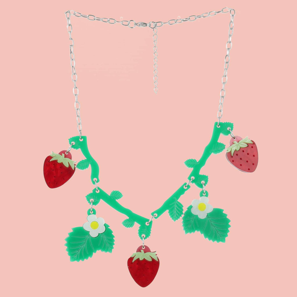 Strawberries On A Summer Evening' Necklace (Stainless Steel) - Sour Cherry