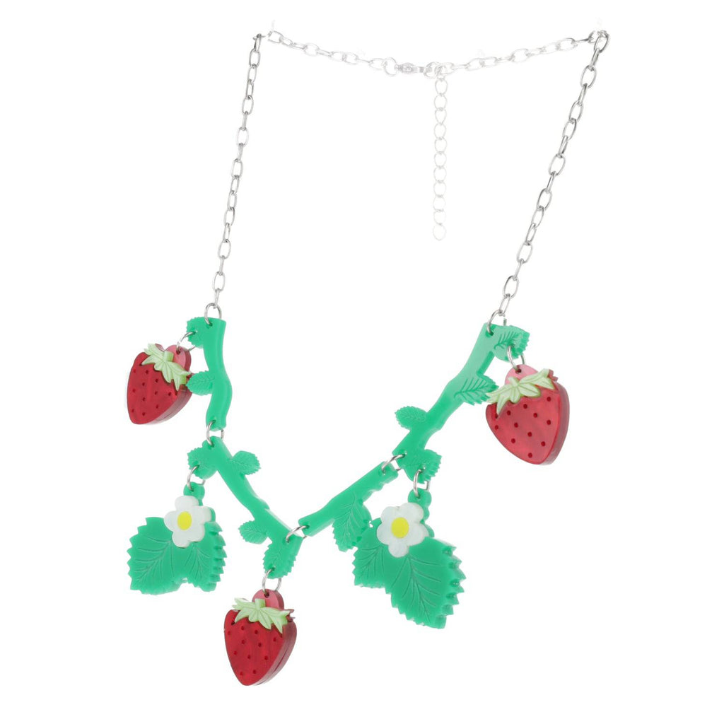 Strawberries On A Summer Evening' Necklace (Stainless Steel) - Sour Cherry