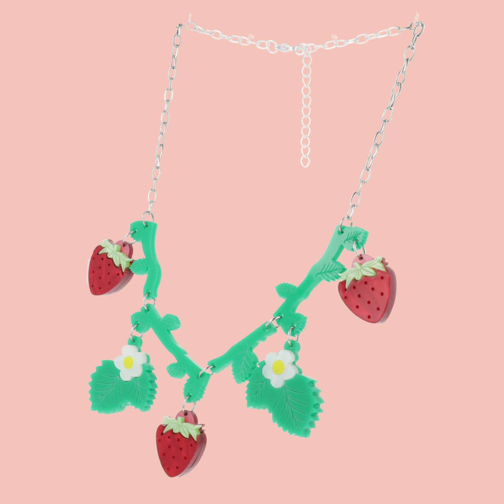Strawberries On A Summer Evening' Necklace (Stainless Steel) - Sour Cherry