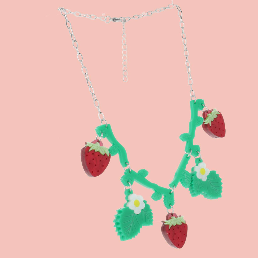 Strawberries On A Summer Evening' Necklace (Stainless Steel) - Sour Cherry