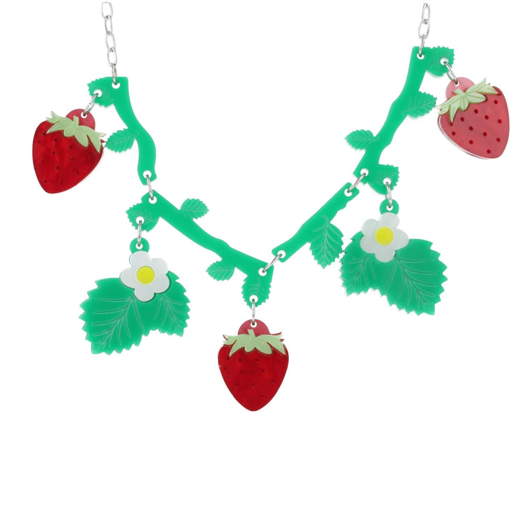 Strawberries On A Summer Evening' Necklace (Stainless Steel) - Sour Cherry