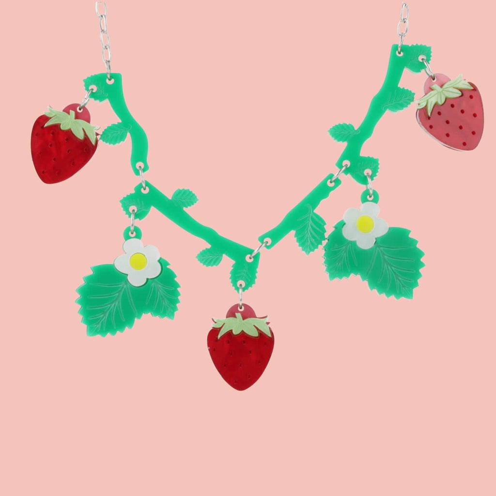 Strawberries On A Summer Evening' Necklace (Stainless Steel) - Sour Cherry