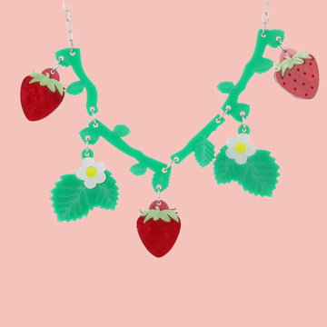 Strawberries On A Summer Evening' Necklace (Stainless Steel) - Sour Cherry