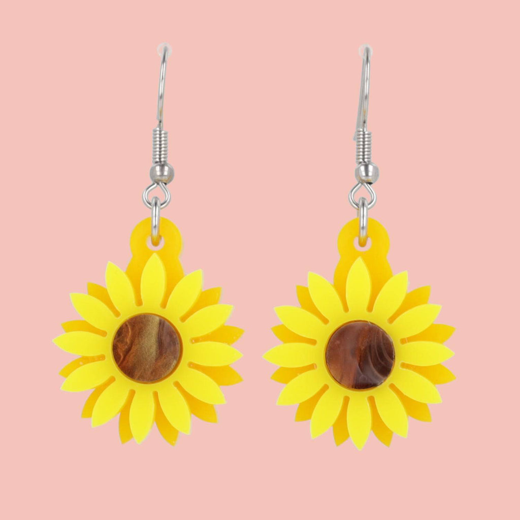 Sunflower Earrings - Sour Cherry