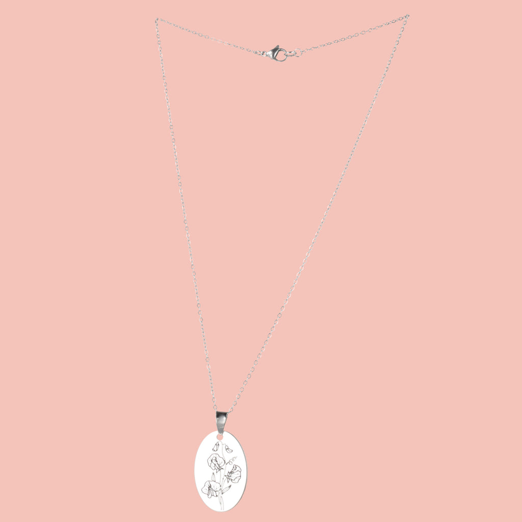 April Birth Flower Necklace - Sweet Pea - Sour Cherry