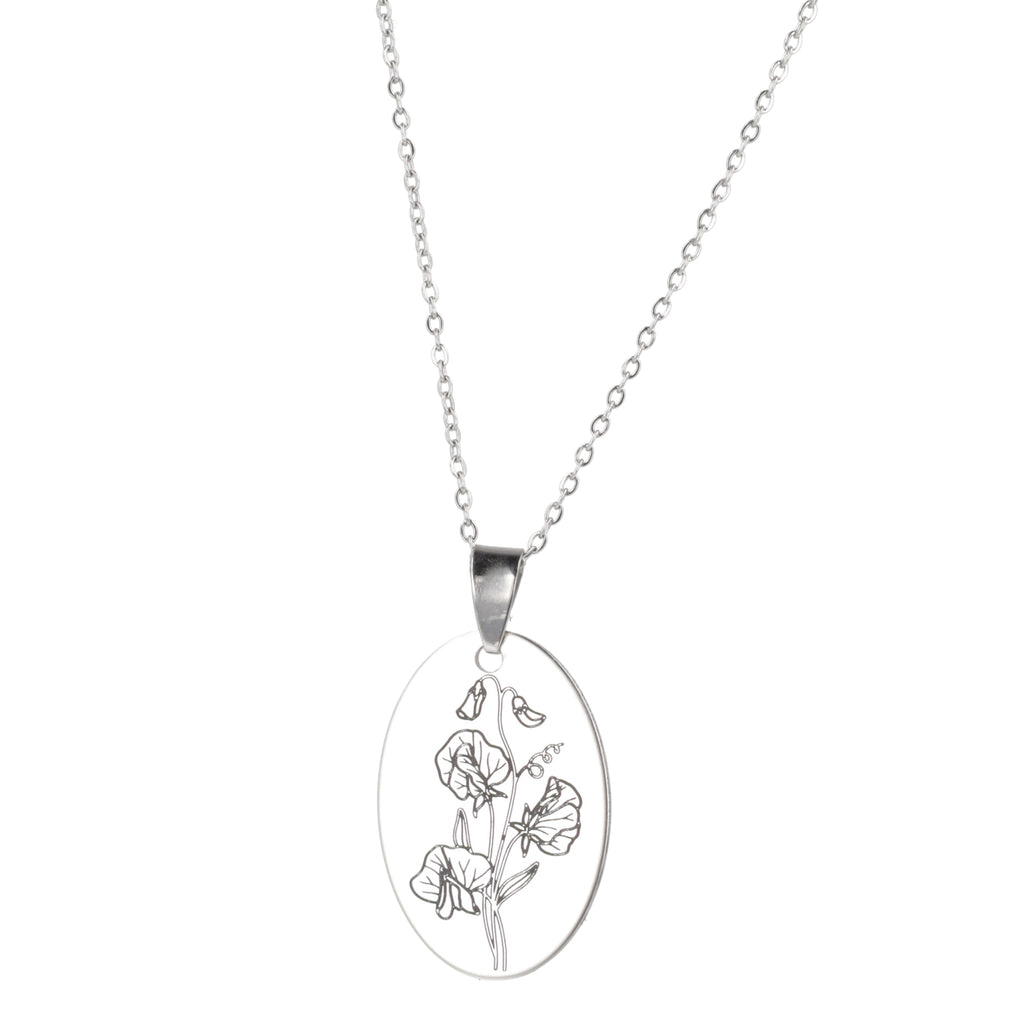April Birth Flower Necklace - Sweet Pea - Sour Cherry