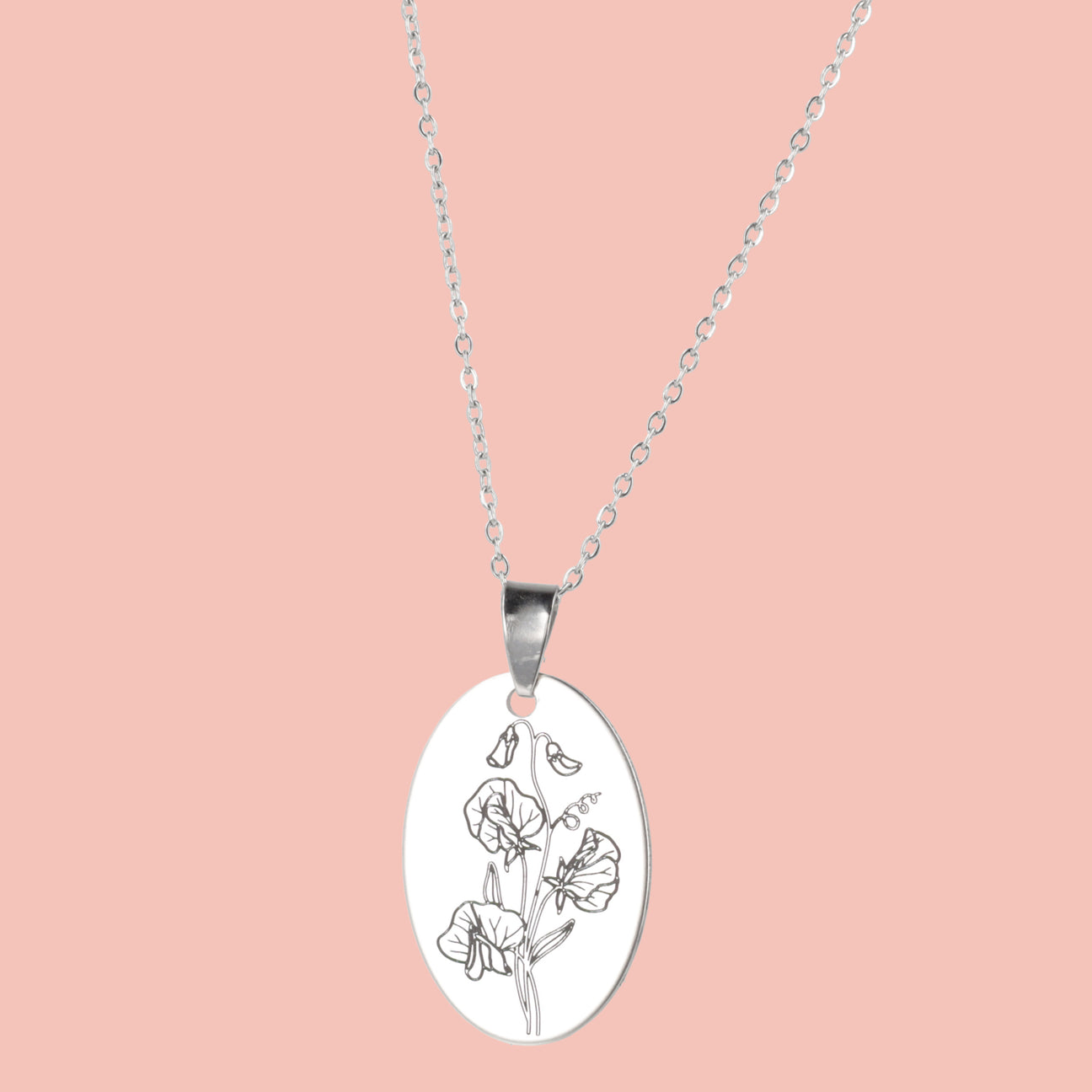 April Birth Flower Necklace - Sweet Pea - Sour Cherry