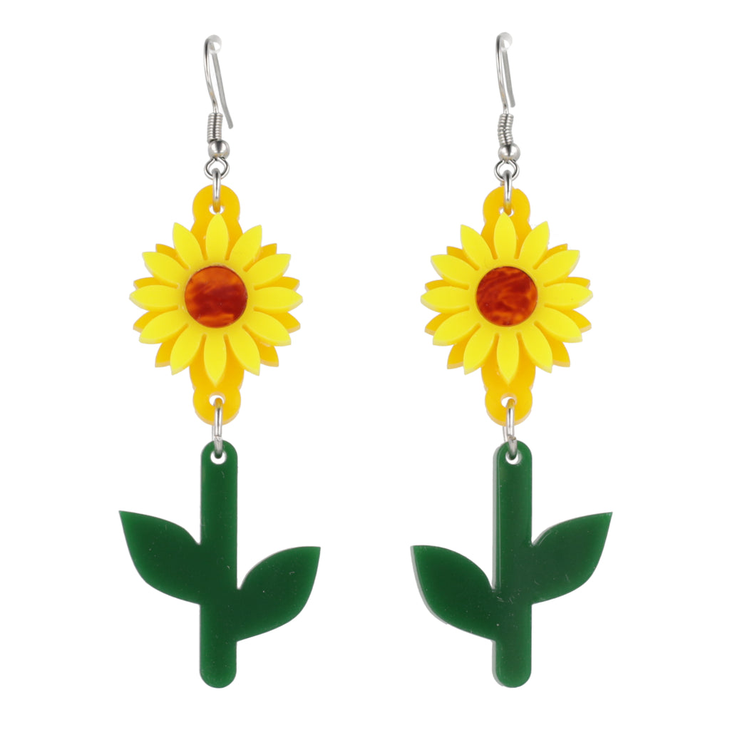 Tall Sunflower Earrings - Sour Cherry