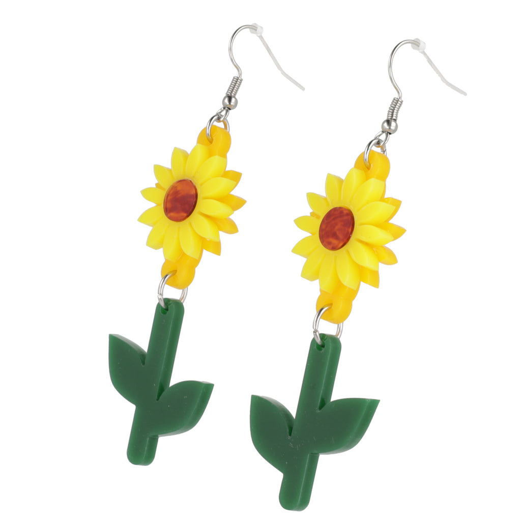 Tall Sunflower Earrings - Sour Cherry