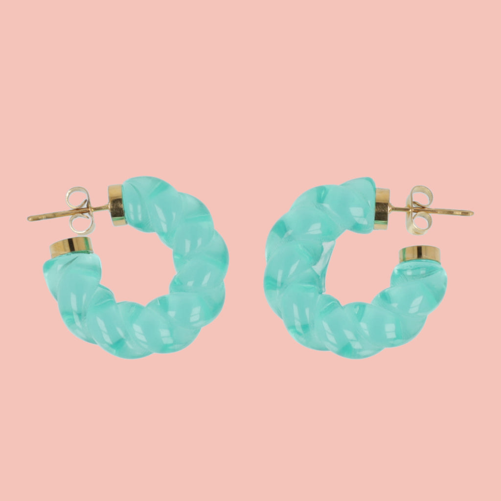 Teal Twist Hoop Earrings - Sour Cherry