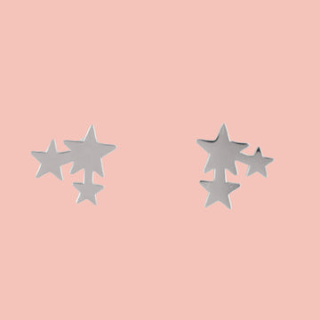 Triple Star Stud Earrings - Sour Cherry