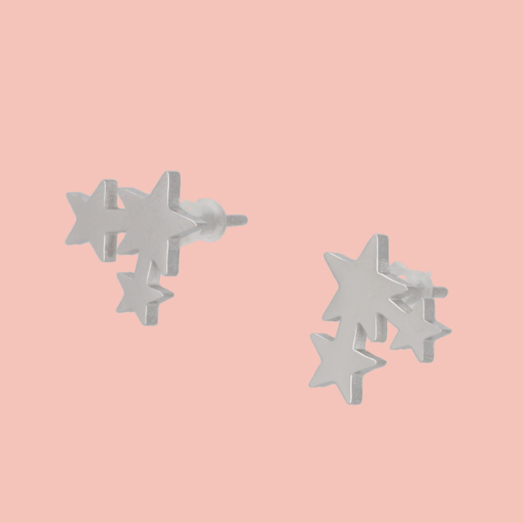 Triple Star Stud Earrings - Sour Cherry