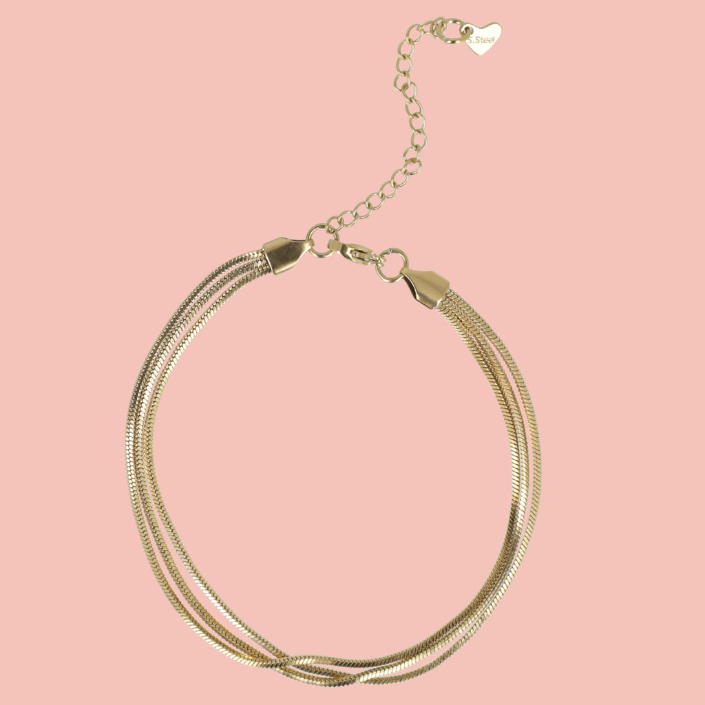 Triple Thread Anklet (Gold Plated) - Sour Cherry