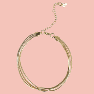 Triple Thread Anklet (Gold Plated) - Sour Cherry