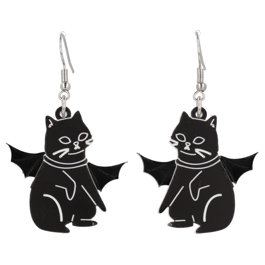 Vam-Purr Bat Cat Earrings - Black - Sour Cherry