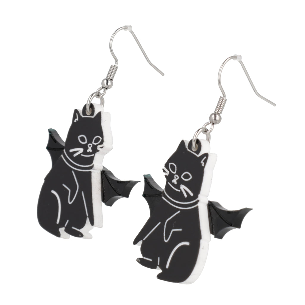 Vam-Purr Bat Cat Earrings - Black - Sour Cherry