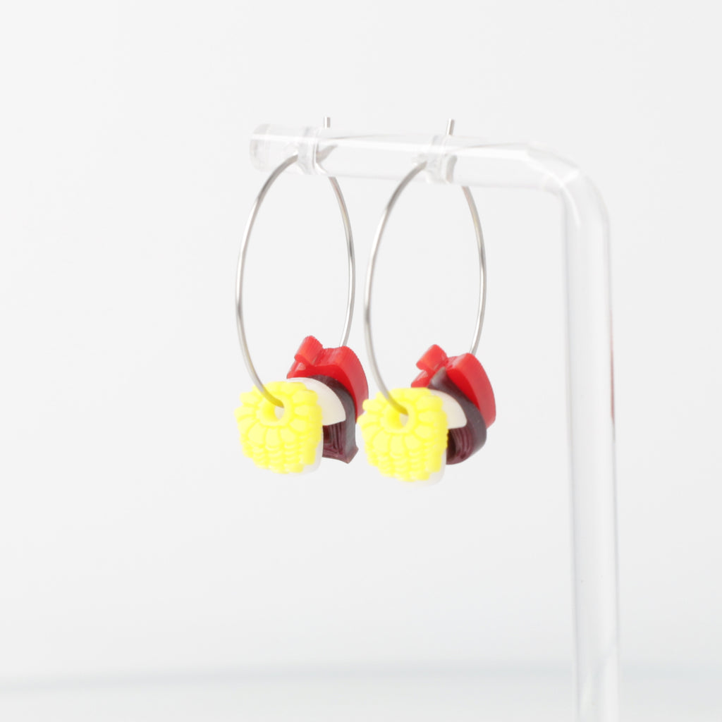 Veggie Kebab Hoop Earrings - Sour Cherry