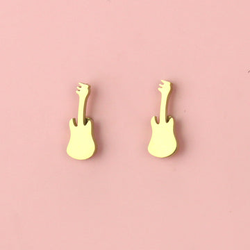 Gold plated stainless steel electric guitar shaped studs