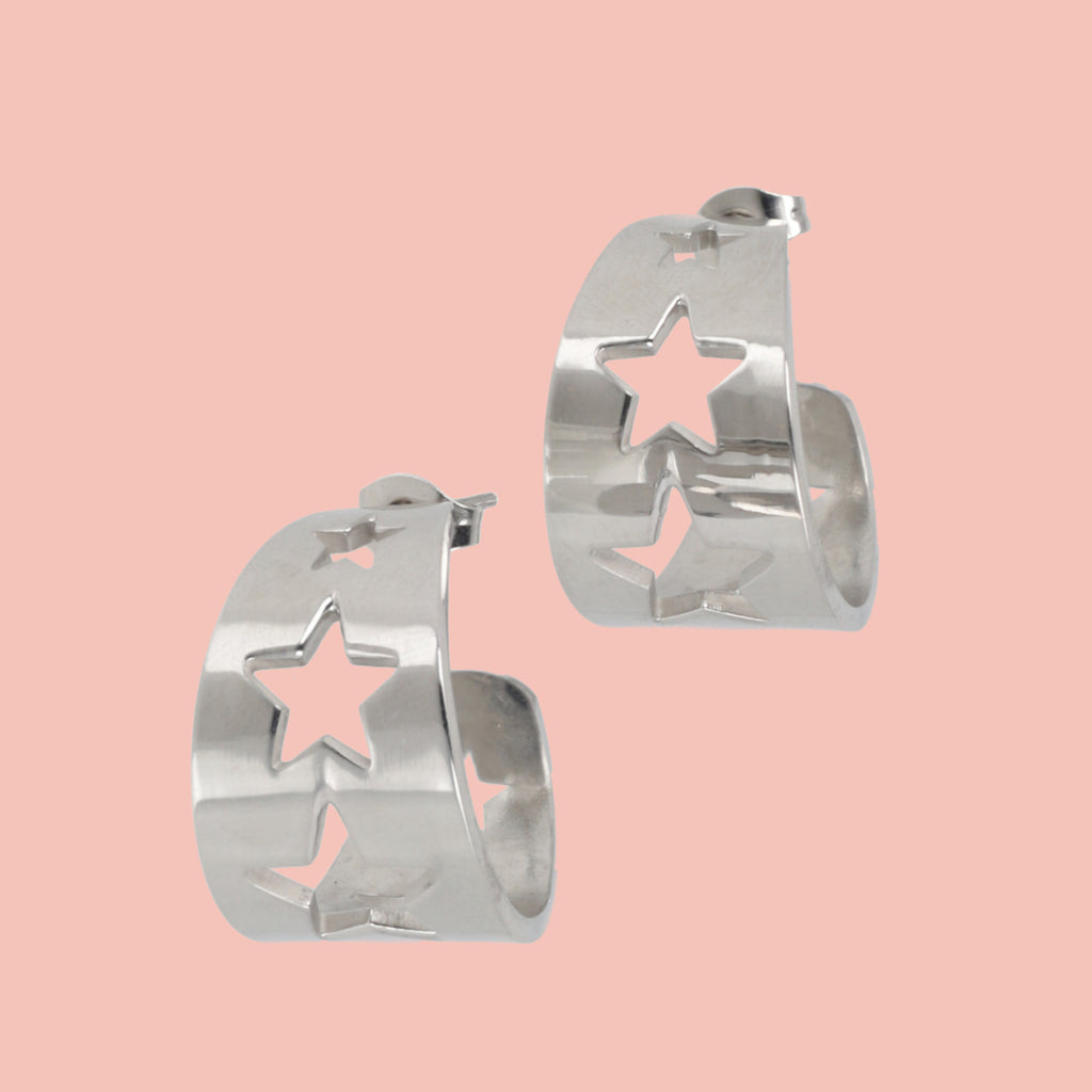Whimsical Star Hoop Earrings - Sour Cherry