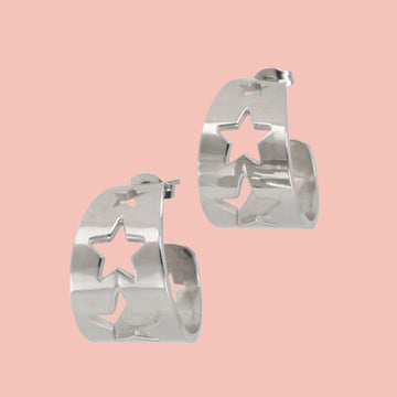 Whimsical Star Hoop Earrings - Sour Cherry