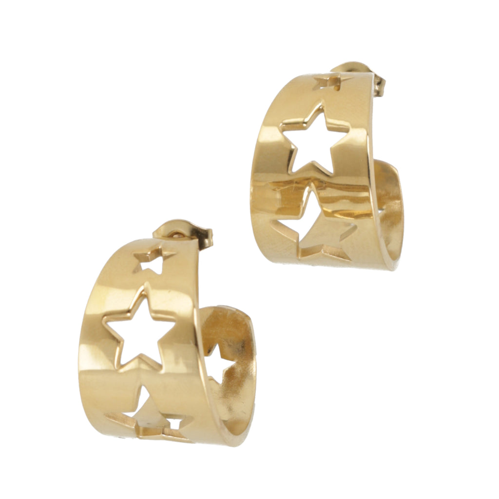 Whimsical Star Hoop Earrings (Gold Plated) - Sour Cherry