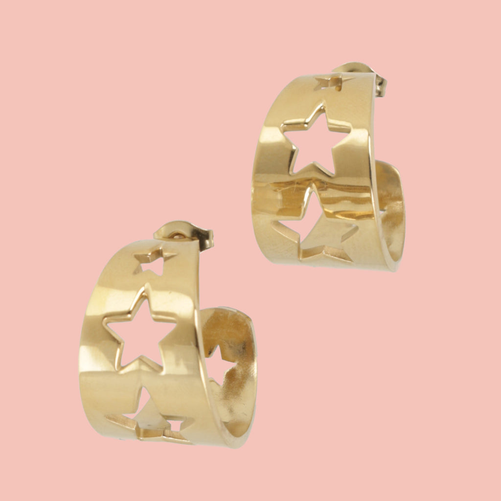 Whimsical Star Hoop Earrings (Gold Plated) - Sour Cherry