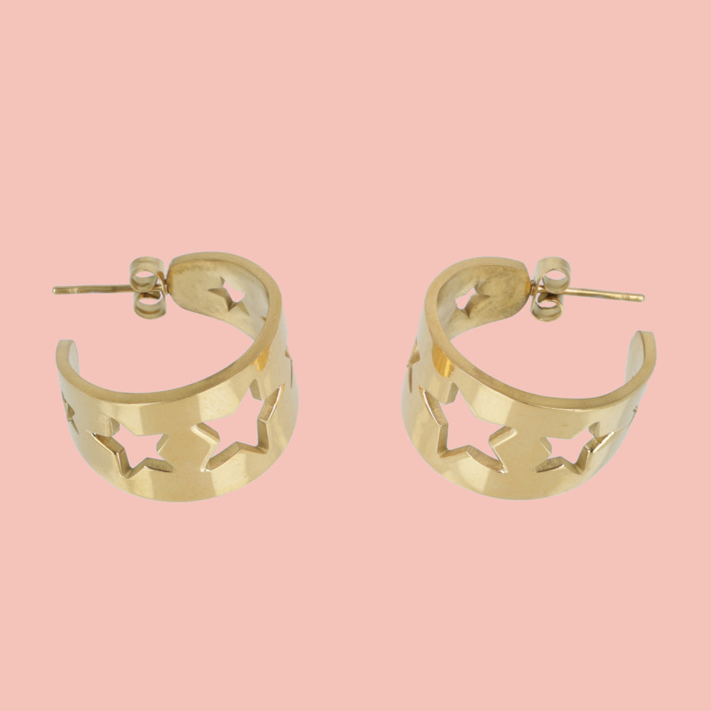 Whimsical Star Hoop Earrings (Gold Plated) - Sour Cherry