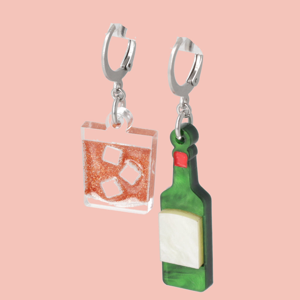 On The Rocks Huggie Hoop Earrings - Sour Cherry