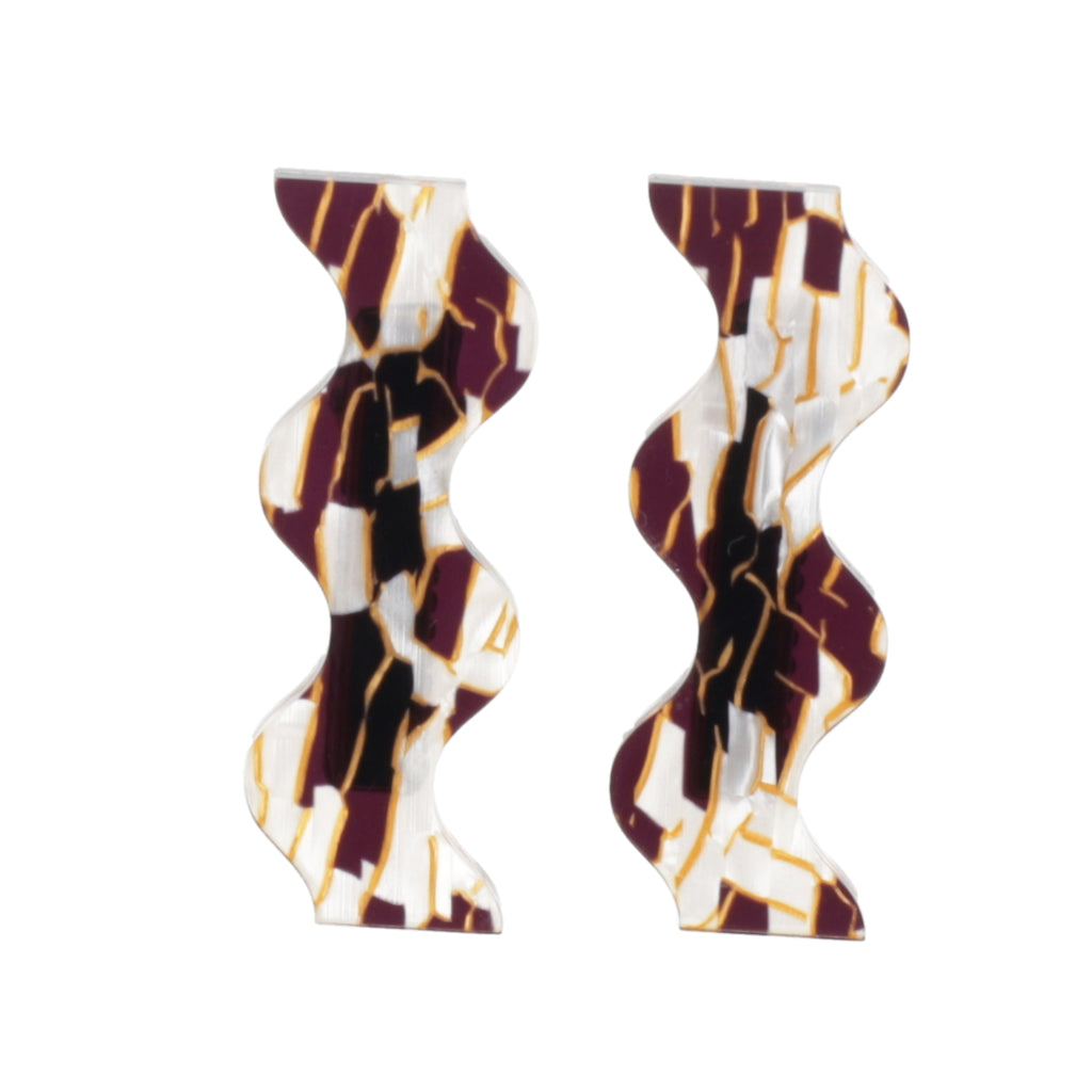 White and Gold Wavy Hair Clips - Sour Cherry