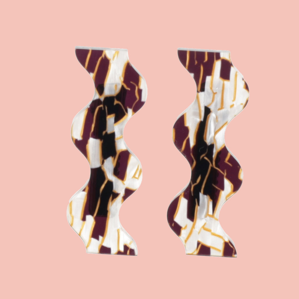 White and Gold Wavy Hair Clips - Sour Cherry