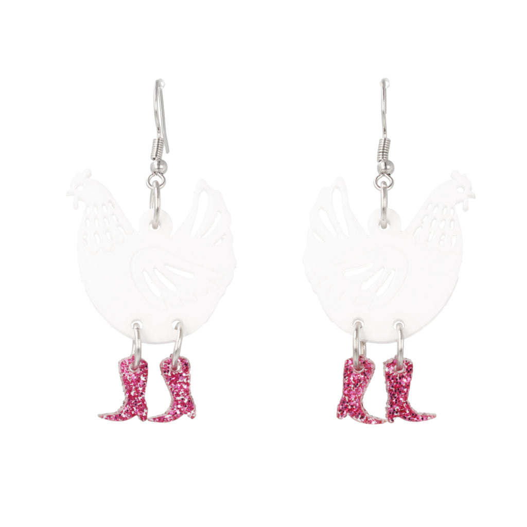White Chick Magnet Chicken Earrings - Sour Cherry