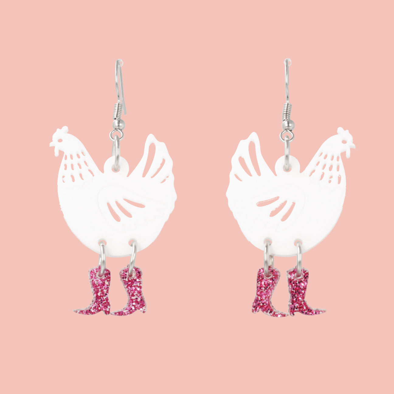White Chick Magnet Chicken Earrings - Sour Cherry
