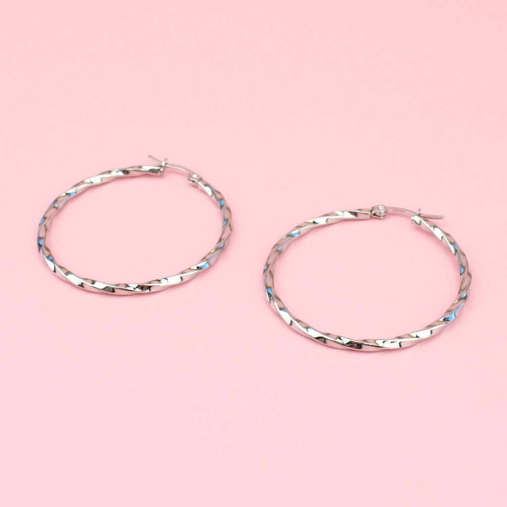 44mm Twisted Hoop Earrings - Sour Cherry